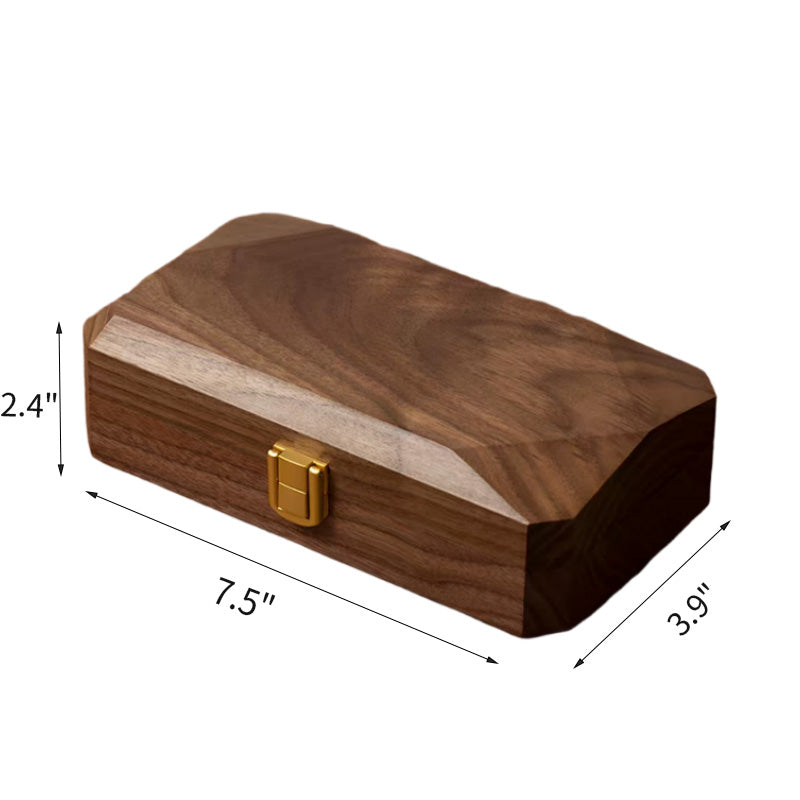 Solid Walnut Travel Jewelry Box with Built-In Mirror