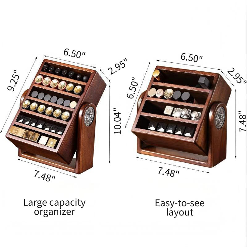 Rotating Teak Makeup & Desk Storage Solution
