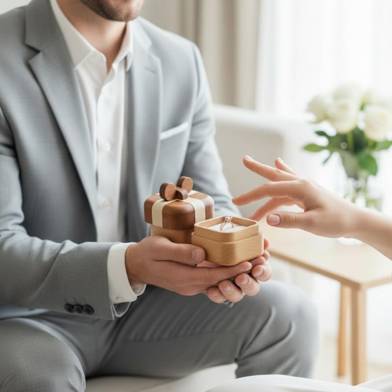 Personalized Gift-Box Wood Ring Box (Beech/Maple)