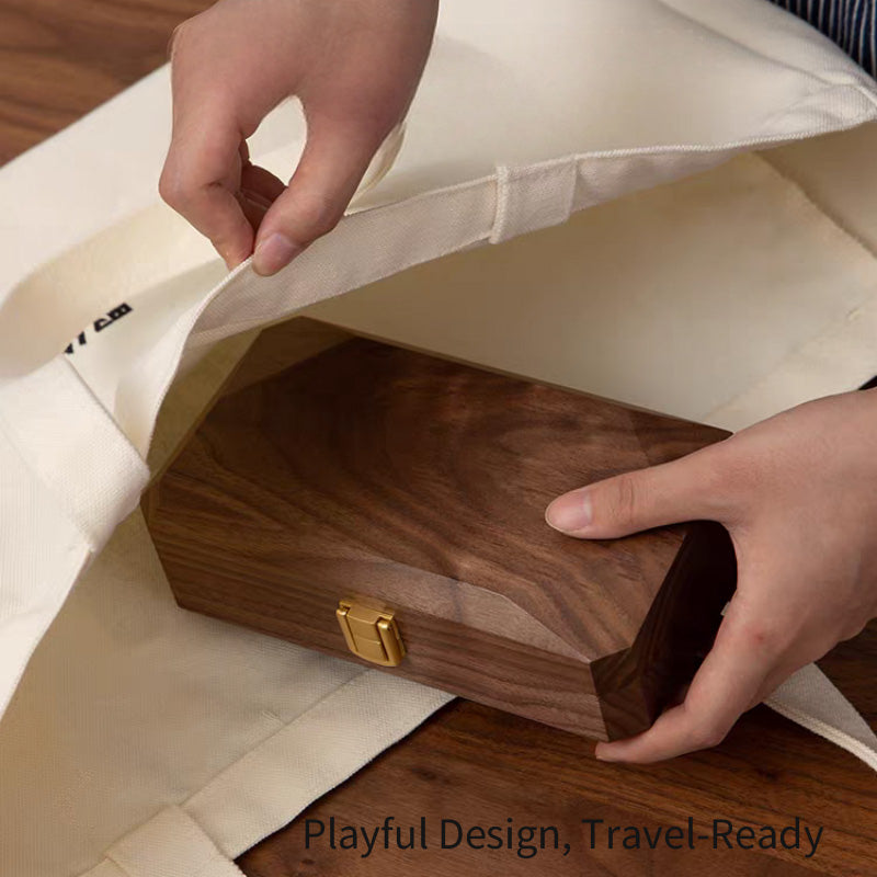 Solid Walnut Travel Jewelry Box with Built-In Mirror