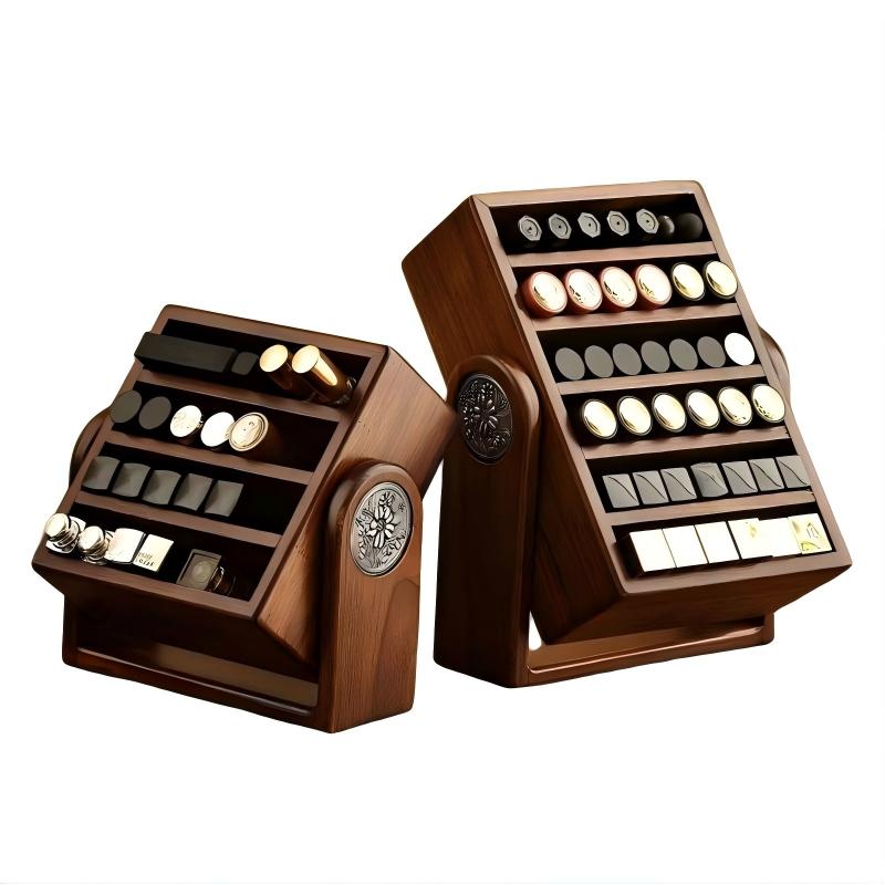Rotating Teak Makeup & Desk Storage Solution