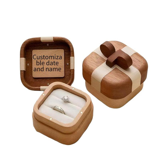 Personalized Gift-Box Wood Ring Box (Beech/Maple)
