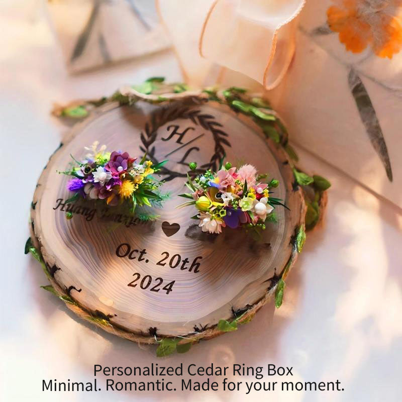 Personalized Cedar Wood Ring Box — Hand-Sanded
