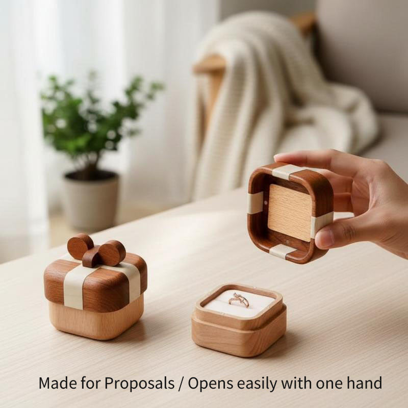 Personalized Gift-Box Wood Ring Box (Beech/Maple)